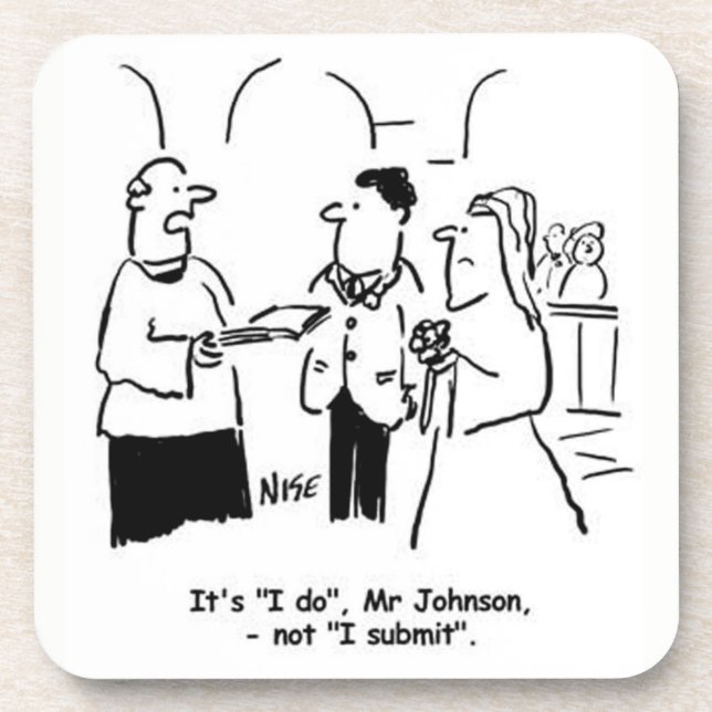 Vicar corrects Bridegroom's Wedding Vows. Funny Coaster (Front)