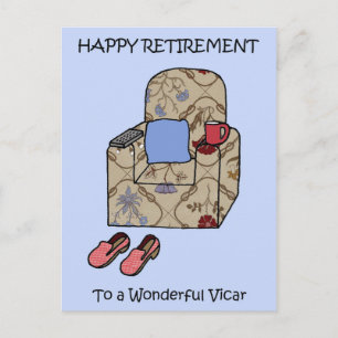 Vicar Happy Retirement Postcard