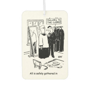 Vicar has a Cassock Fitting Church Cartoon Air Freshener