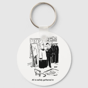 Vicar has a Cassock Fitting Church Cartoon Keychain