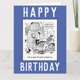 Vicar in Church for Harvest Festival Cartoon Card