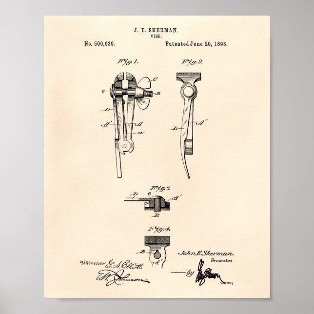 Vice 1893 Patent Art Old Peper Poster (Front)
