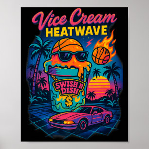 Vice cream heatwave retro miami ice cream florida poster
