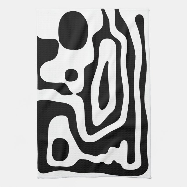 Vice Grip: Abstract Black & White Kitchen Towel (Vertical)