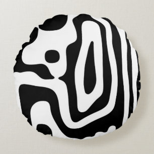 Vice Grip: Abstract Black & White Round Pillow