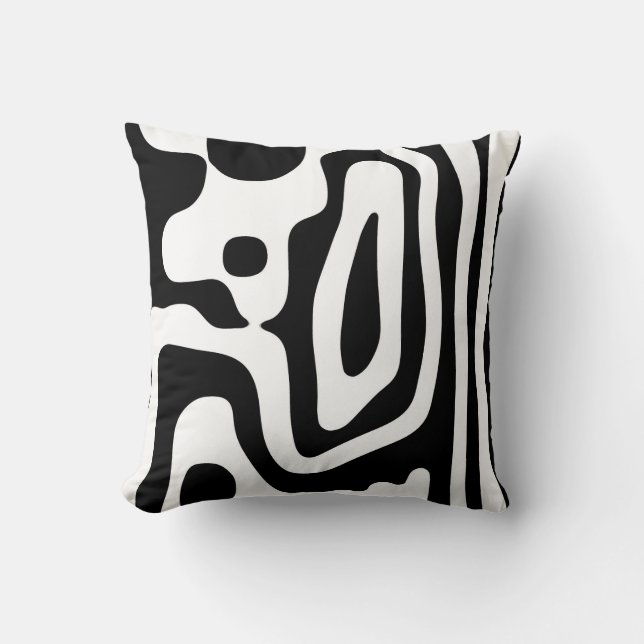 Vice Grip: Abstract Black & White Throw Pillow (Front)