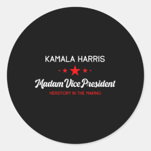 Vice President Kamala Harris Feminist Herstory His Classic Round Sticker