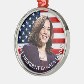 Vice President Kamala Harris Keepsake Souvenir Metal Ornament (Left)