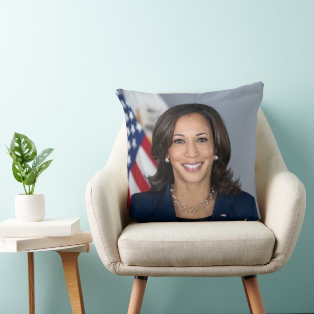 Vice President Kamala Harris Official Photo Throw Pillow (Chair)