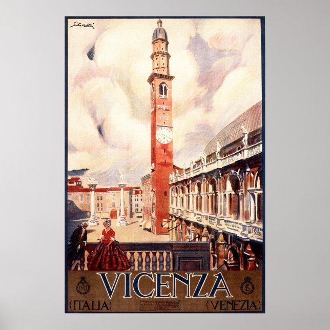 VICENZA Basilica Palladiana Vintage Italian Travel Poster (Front)