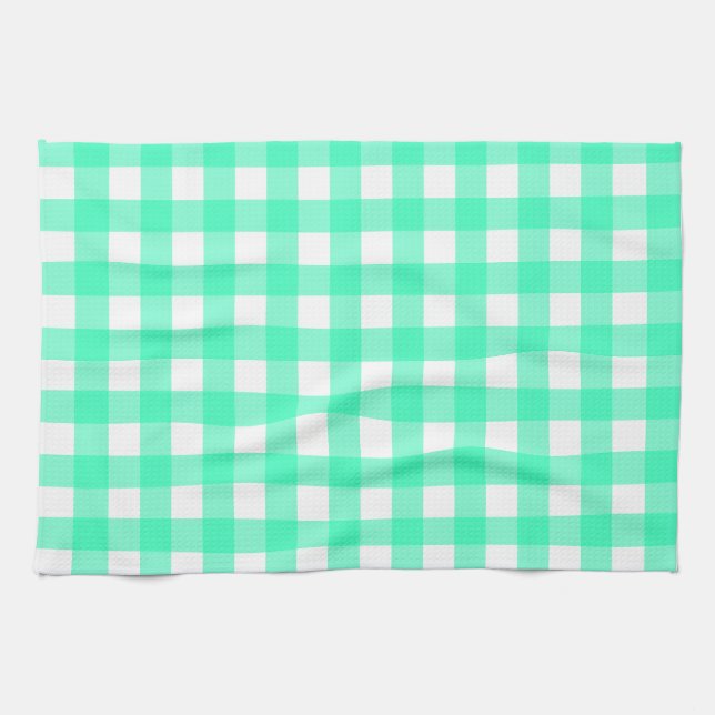 Vichy Blue Turquoise Kitchen Towel (Horizontal)