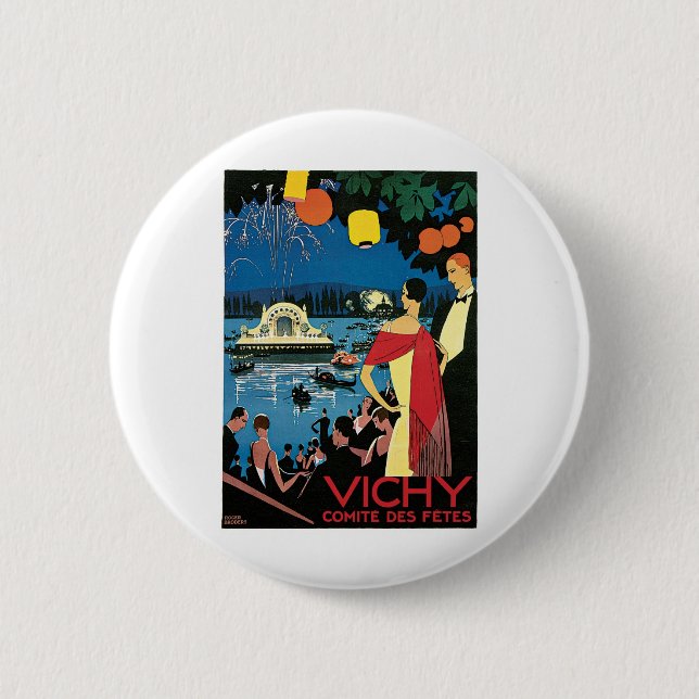 Vichy France Comite Des Fetes Art 1926 Nightlight 2 Inch Round Button (Front)