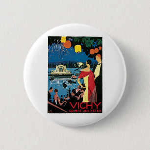 Vichy France Comite Des Fetes Art 1926 Nightlight 2 Inch Round Button