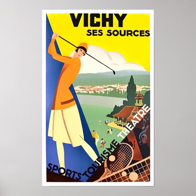 Vichy France vintage travel Poster (Front)