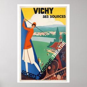 Vichy Ses Sources Vintage Travel Poster by Roger