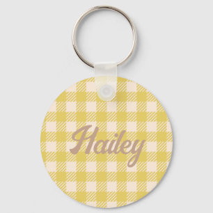 Vichy yellow gingham checked plaid farmer market keychain