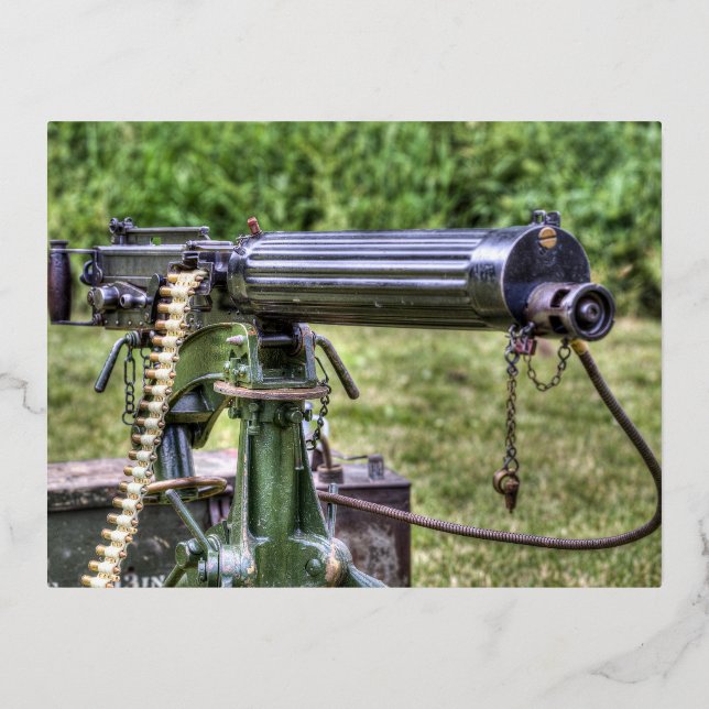 Vickers Machine Gun  Foil Holiday Postcard (Front)