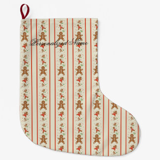 Vickie’s Gingerbread Parade-Cream Large Christmas Stocking