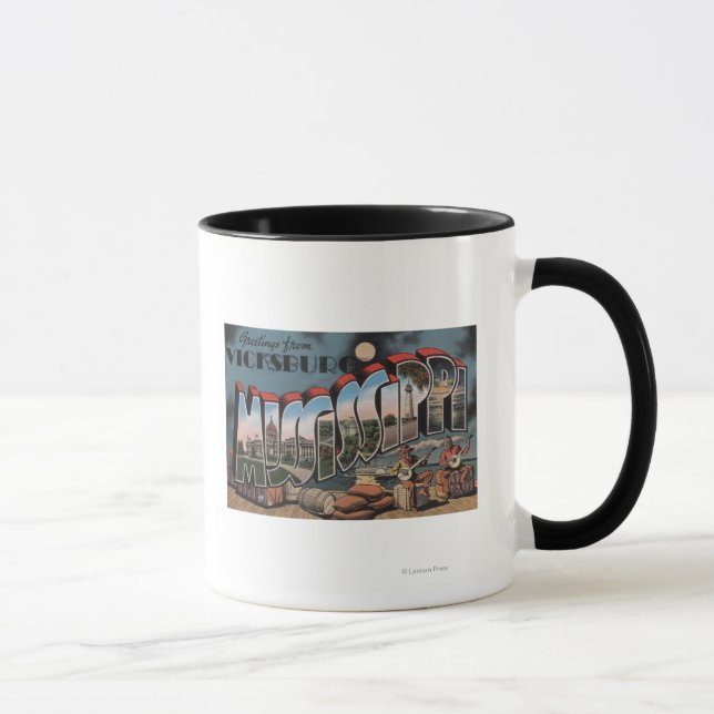 Vicksburg, Mississippi - Large Letter Scenes Mug (Right)