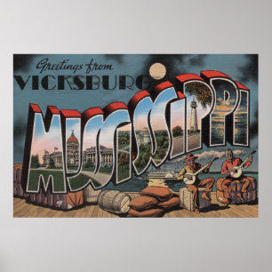 Vicksburg, Mississippi - Large Letter Scenes Poster