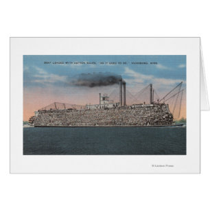 Vicksburg, MS - Vue du bateau avec du coton à bord