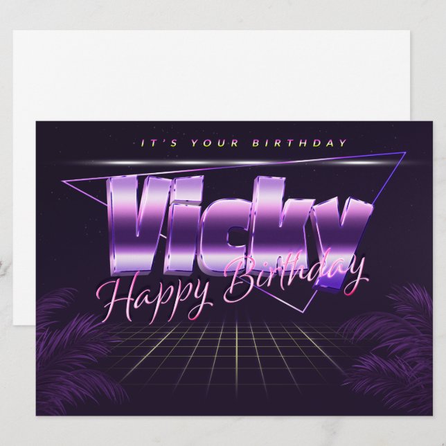Vicky Name First Name pura retro card Birthday (Front/Back)