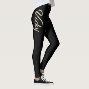 Vicky white gold Handwriting trousers Leggings