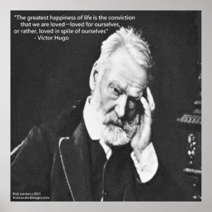 Victor Hugo & Citation Bonheur Affiche Rick London