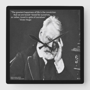 Victor Hugo & Happiness Quote Square Wall Clock
