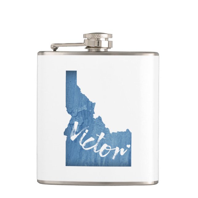 Victor Idaho Wood Grain Hip Flask (Front)