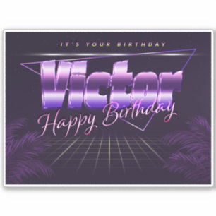 Victor Name Vorname lila retro Sticker Geburtstag