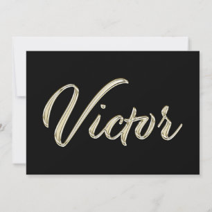 Victor Name white gold Handwriting Karte Card