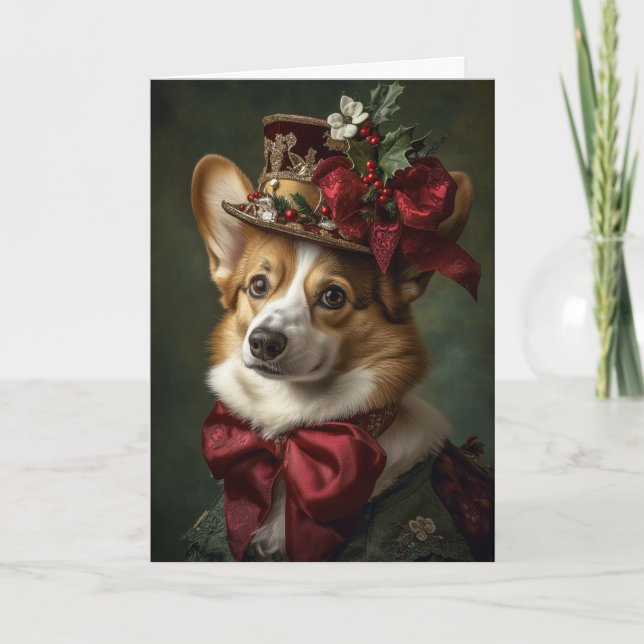 Victoran Corgi Christmas Holiday Card (Front)