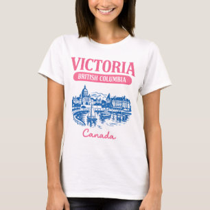 Victoria BC Canada Cute Pastel Skyline City Art  T-Shirt