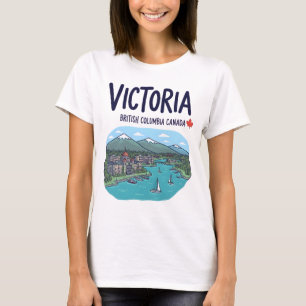 Victoria BC Canada Cute Skyline Colorful Cityscape T-Shirt