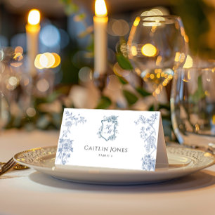 VICTORIA Blue Frech Garden Folded Place Card