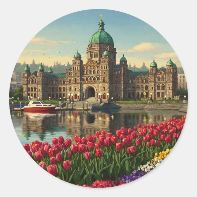 Victoria British Columbia Canada Travel Classic Round Sticker (Front)