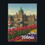 Victoria British Columbia Canada Travel Postcard<br><div class="desc">Victoria, the capital of British Columbia, is a charming coastal city located on the southern tip of Vancouver Island. Known for its British colonial heritage, lush gardens, and mild climate, Victoria offers a relaxed atmosphere with plenty of character. The city's centerpiece is the picturesque Inner Harbour, where visitors can stroll...</div>