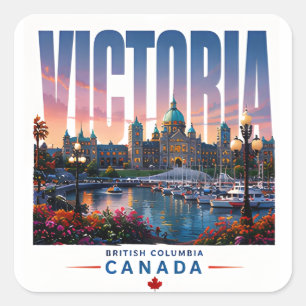 Victoria Canada Harbour Garden Travel  Square Sticker