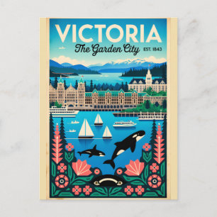 Victoria Canada Retro Travel Poster Art Postcard