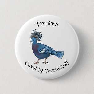 Victoria crowned pigeon bird cartoon illustration 2 inch round button