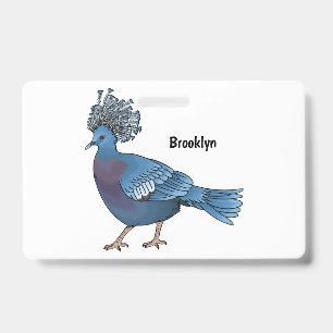 Victoria crowned pigeon bird cartoon illustration badge