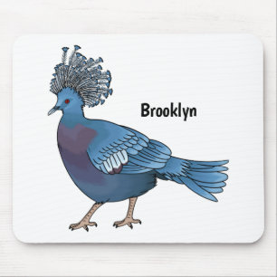Victoria crowned pigeon bird cartoon illustration mouse pad