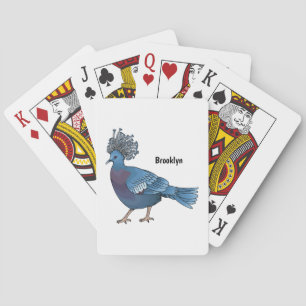 Victoria crowned pigeon bird cartoon illustration  playing cards