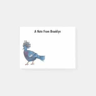 Victoria crowned pigeon bird cartoon illustration post-it notes