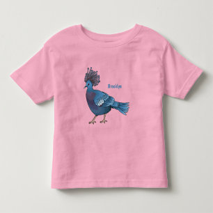 Victoria crowned pigeon bird cartoon illustration toddler t-shirt