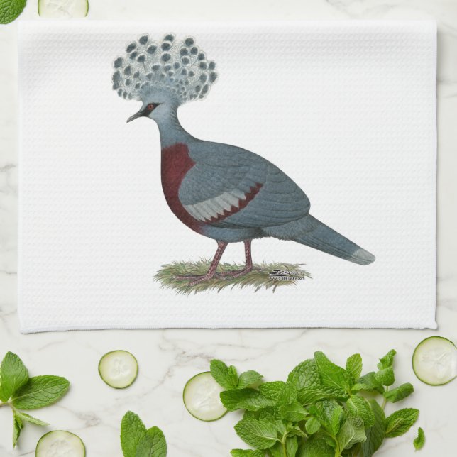 Victoria Crowned Pigeon Kitchen Towel (Folded)