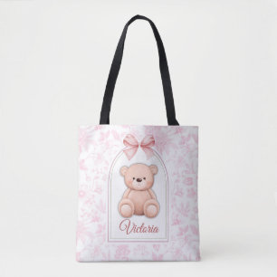 Victoria   Custom Pink Teddy Bear Nursery Design  Tote Bag