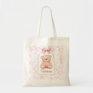 Victoria   Custom Pink Teddy Bear Nursery Design  Tote Bag
