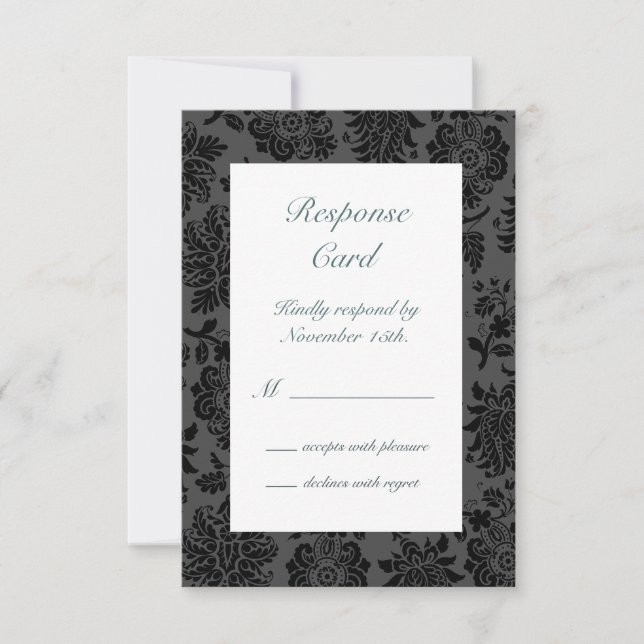 Victoria Damask RSVP (turquoise) (Devant)